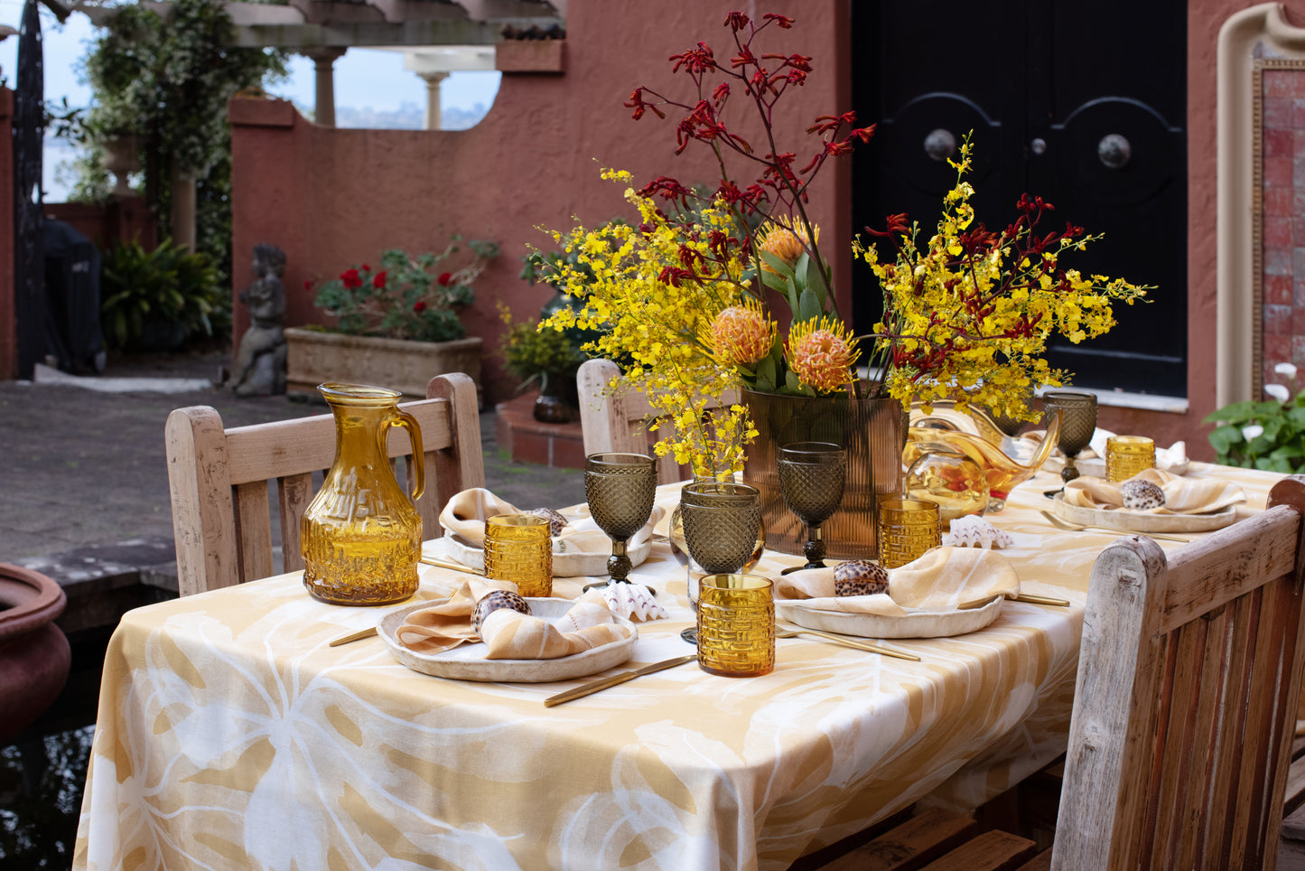 Golden Monstera Tablecloth